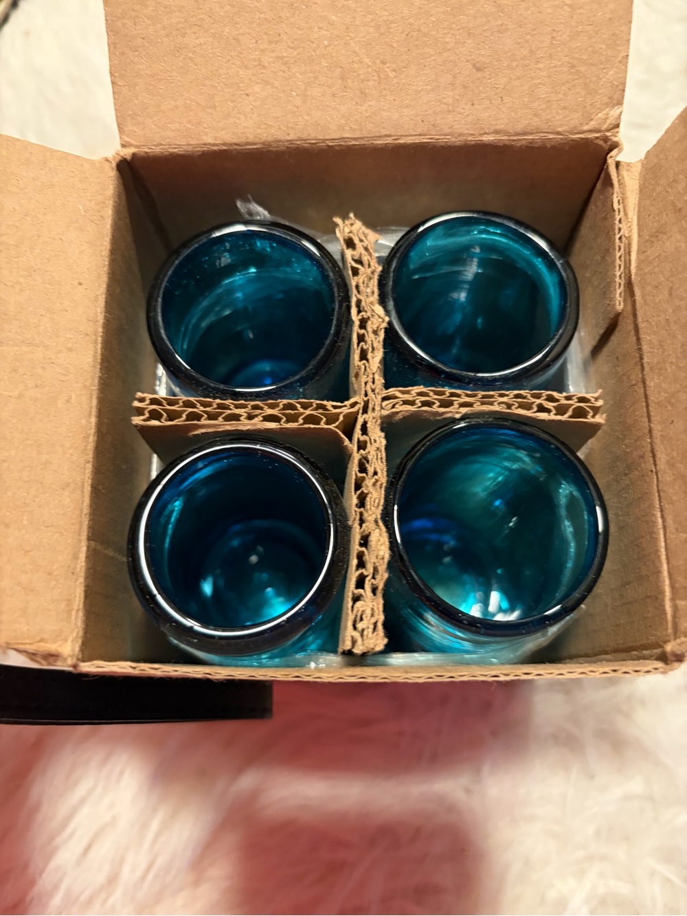 Hand-Blown Mexican Shot Glasses – Aqua | Set of 4 | 2 oz